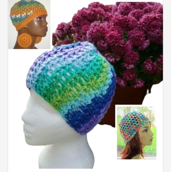 Handmade Tonal Crochet Skull Cap - Picture 1 of 5